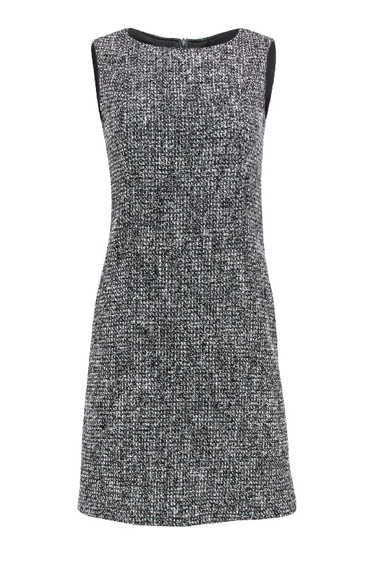 'S Max Mara - Dark Grey Tweed Sleeveless Shift Dress Sz 2 Ruffled unclassified dresses