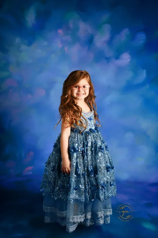 "Sadie" in Cindy Blue vintage length gown- shades of blue  (4 year- petite 5 year) Ruched unclassified dresses