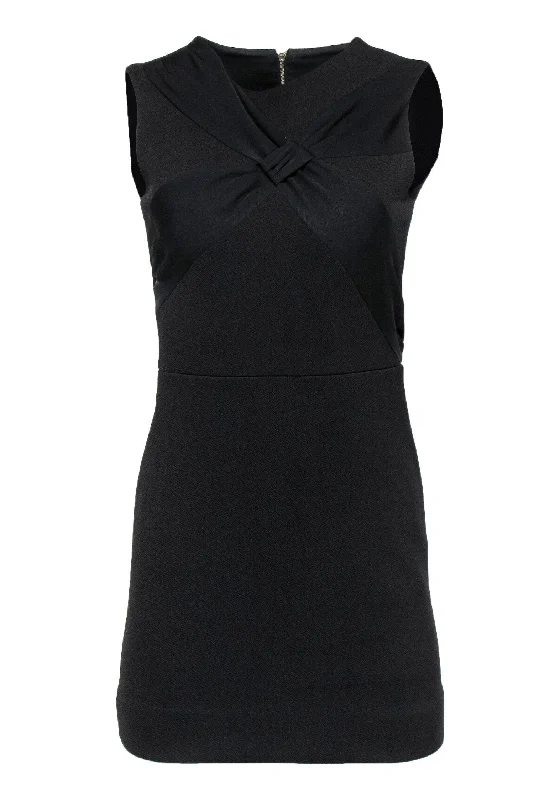 Sandro - Black Textured Sheath Dress w/ Knotted Detail Sz S Smocked unclassified dresses