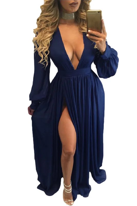 Shimmer Blue Slit Goddess Dress Petite unclassified dresses