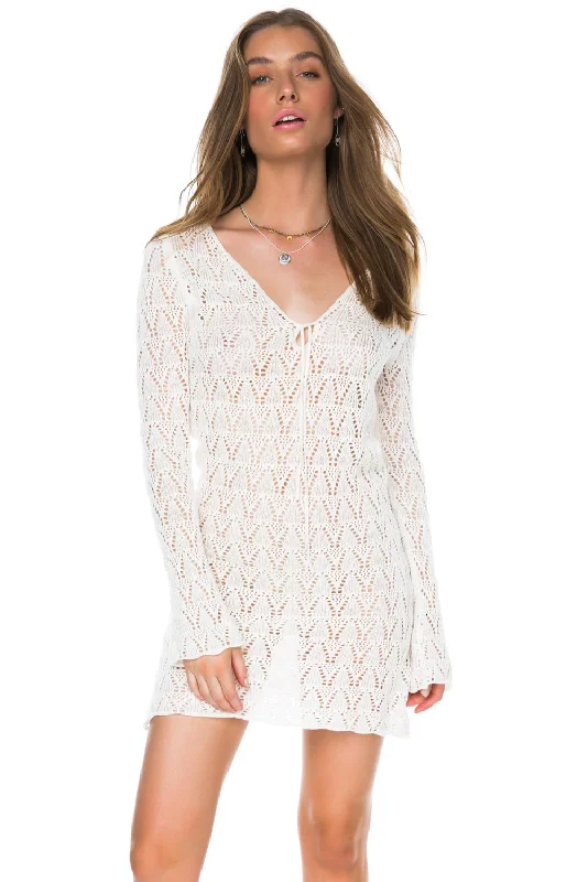 Sexy White Crochet Tunic Beach Dress Mesh unclassified dresses