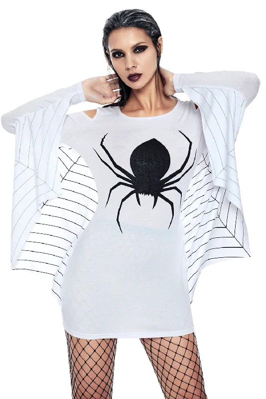 Sexy White Spiderweb Jersey Tunic Dress Popular unclassified dresses