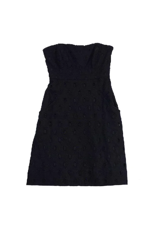 Shoshanna - Black Eyelet Strapless Dress Sz 4 Velvet unclassified dresses