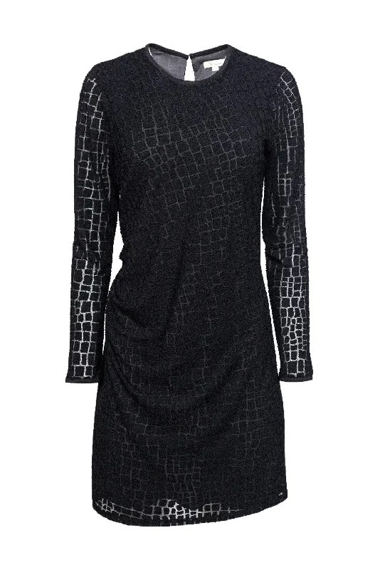 Shoshanna - Black Mesh Reptile Textured Dress Sz 10 Formal unclassified dresses