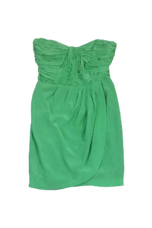 Shoshanna - Green Silk Strapless Dress Sz 8 Office unclassified dresses