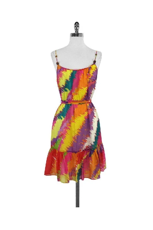 Shoshanna - Multicolor Spaghetti Strap Silk Dress Sz 8 Casual chic unclassified dresses