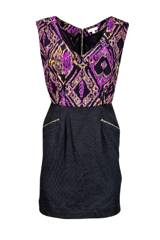 Shoshanna - Purple Paisley & Black Dress Sz 4 Festival unclassified dresses