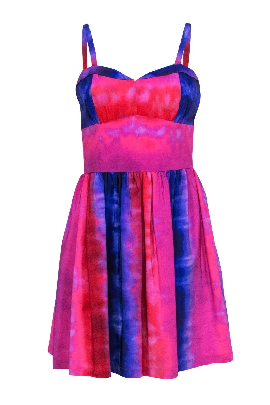 Amanda Uprichard - Hot Pink & Purple Marbled A-Line Dress Sz M Knitted unclassified dresses