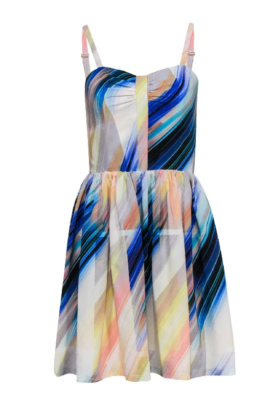 Amanda Uprichard - Multi-Marbled Silk A-Line Dress Sz M Sequin unclassified dresses