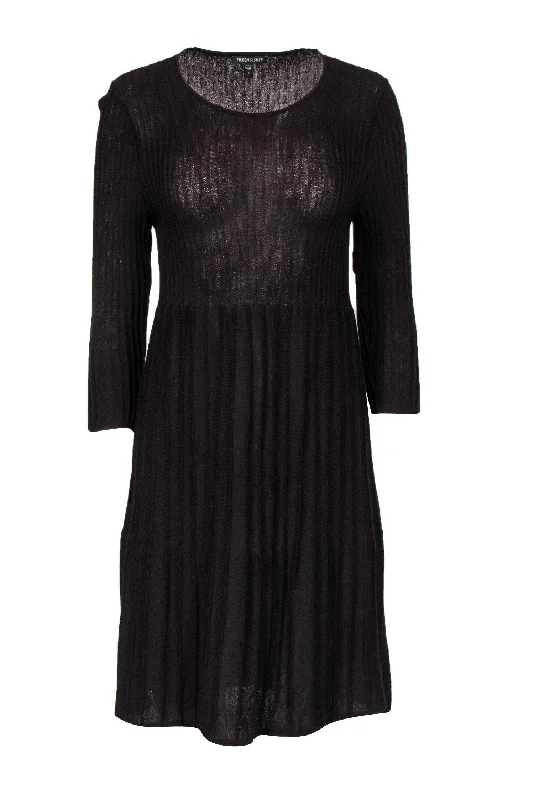 Eileen Fisher - Brown Wool Knit A-Line Dress Sz S A-line unclassified dresses