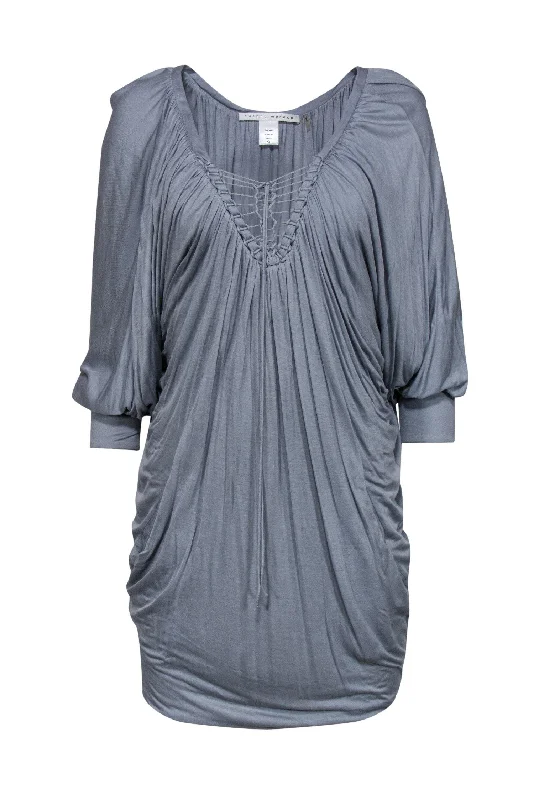 Susana Monaco - Dusty Blue Draped Tunic-Style Dress Sz XS Open-back unclassified dresses