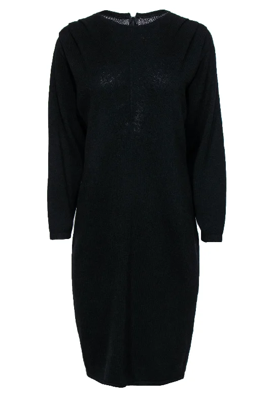 St. John - Vintage Black Knit Dress Sz 10 Velvet unclassified dresses