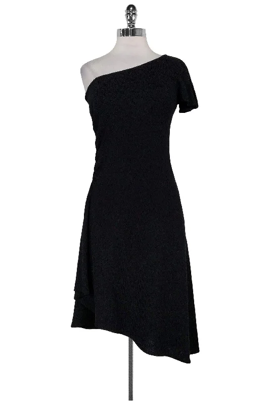 St. John Evening - Black One Shoulder Dress Sz 2 Denim unclassified dresses