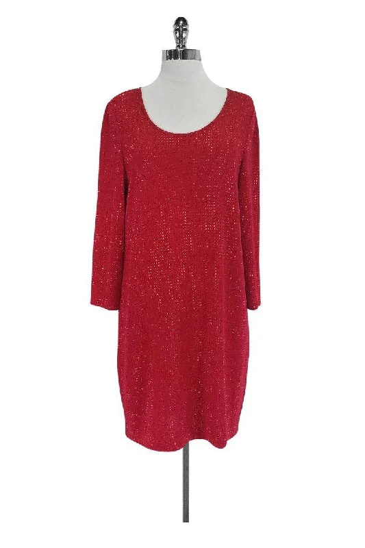 St. John - Red Shift Dress w/ Small Beads Sz 8 Earthy tone unclassified dresses