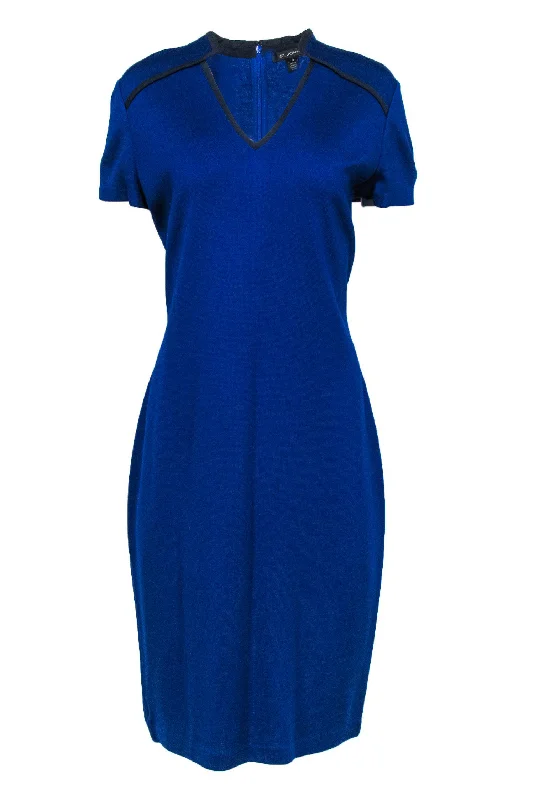 St. John - Cobalt Blue Wool Blend Sheath Dress Sz 12 Halter unclassified dresses