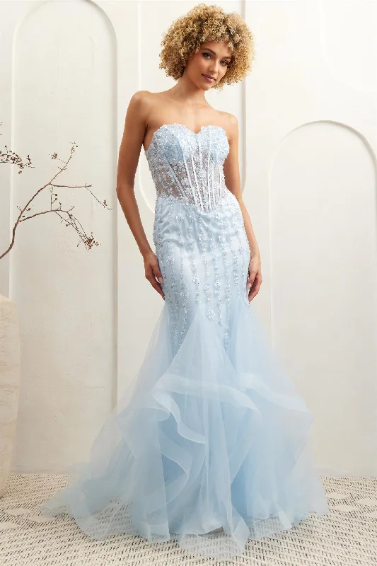 Strapless Ruffled Mermaid Dress by Amelia Couture 8002 Tulle unclassified dresses