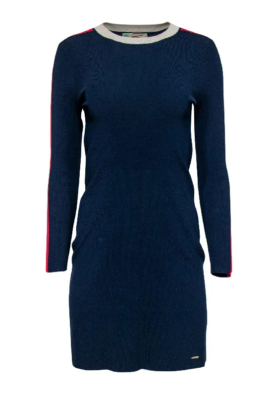 Ted Baker - Navy Racing Striped Knit Dress Sz 2 Wedding guest unclassified dresses