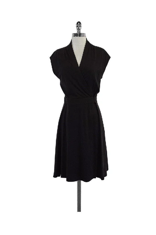 Theory - Brown Wool Cap Sleeve Dress Sz S Color block unclassified dresses