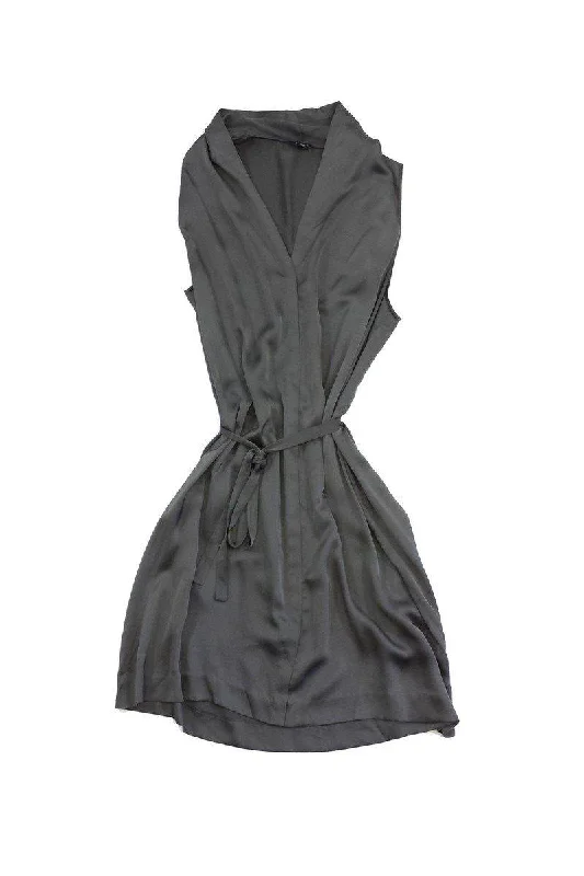 Theory - Grey Silk Sleeveless Dress Sz 12 Corset unclassified dresses