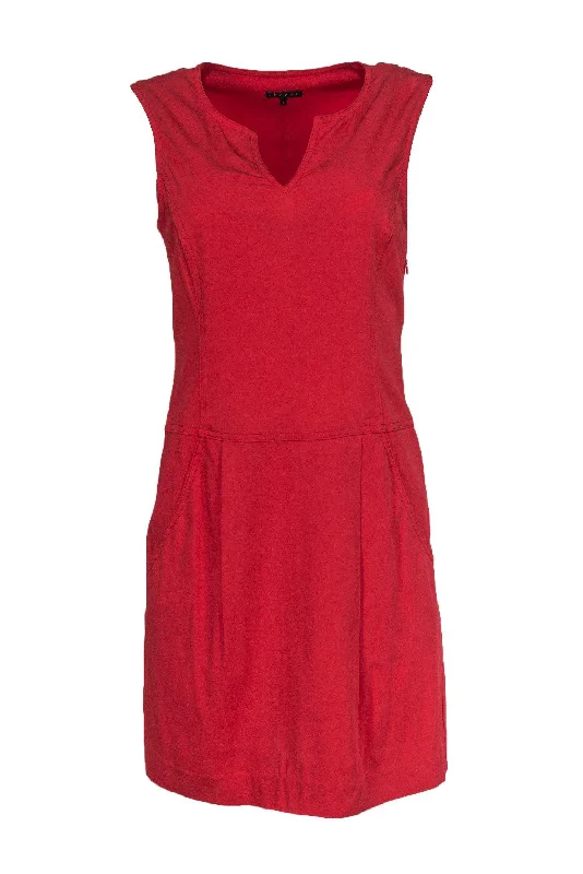 Theory - Red Sleeveless Sheath Dress Sz 6 Polka dot unclassified dresses