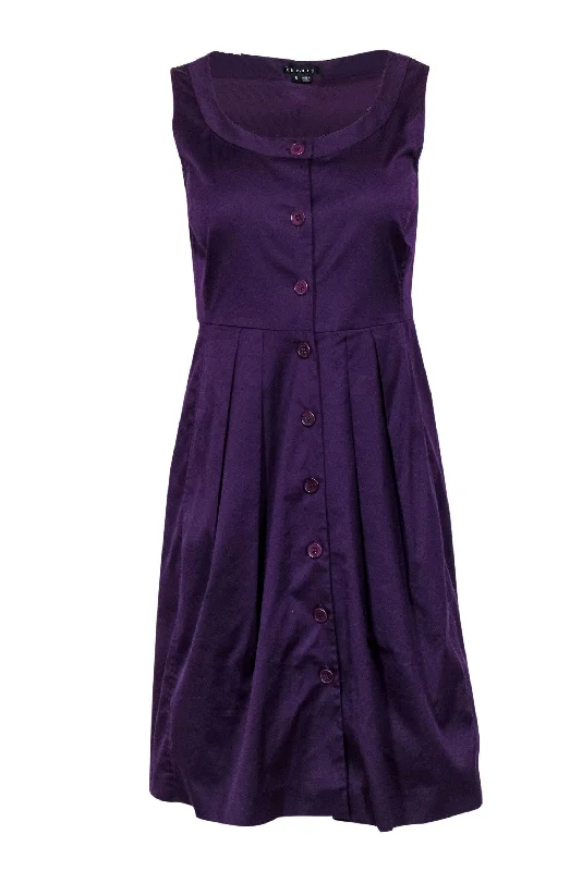 Theory - Purple Cotton Button-Up Dress Sz 6 Lightweight unclassified dresses