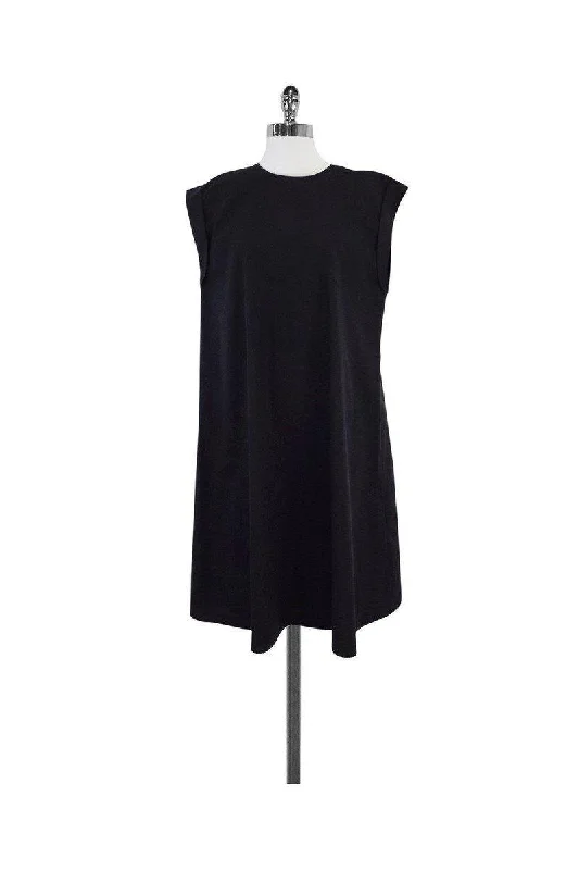 Tia Cibani - Black Cotton Shift Dress Sz 8 Ruched unclassified dresses