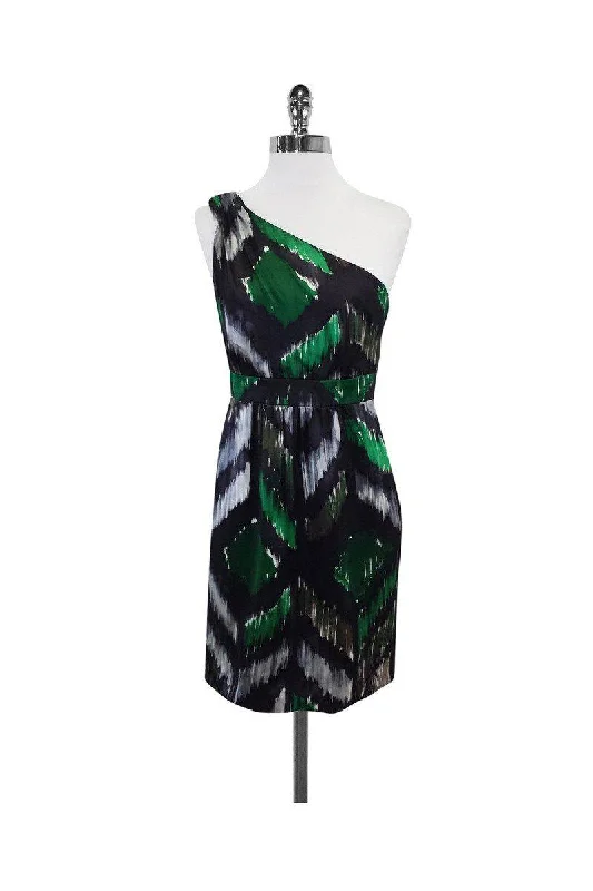 Tibi - Black, Grey, Brown & Green One Shoulder Dress Sz 2 Comfortable unclassified dresses