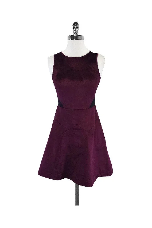 Tibi - Maroon Velvet Sleeveless Dress Sz 2 Corset unclassified dresses