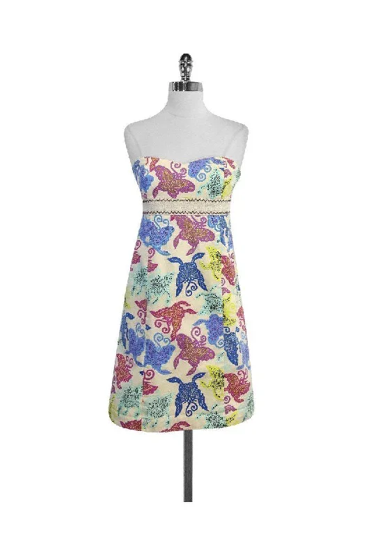 Tibi - Multicolor Print Cotton Strapless Dress Sz 6 Corset unclassified dresses