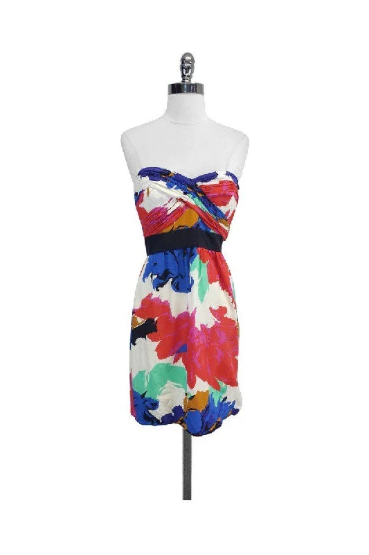 Tibi - Multicolor Print Silk Strapless Dress Sz 2 High-low unclassified dresses