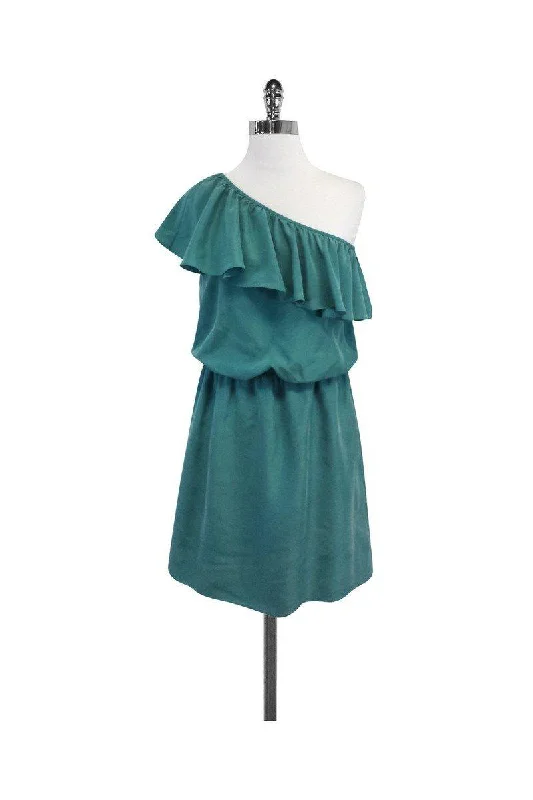 Tibi - Turquoise Ruffle One Shoulder Dress Sz 4 Trendy new unclassified dresses