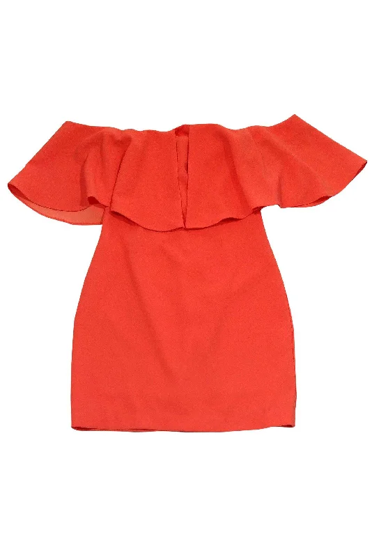 Trina Turk - Bright Orange Off-the-Shoulder Dress Sz 6 One-shoulder unclassified dresses