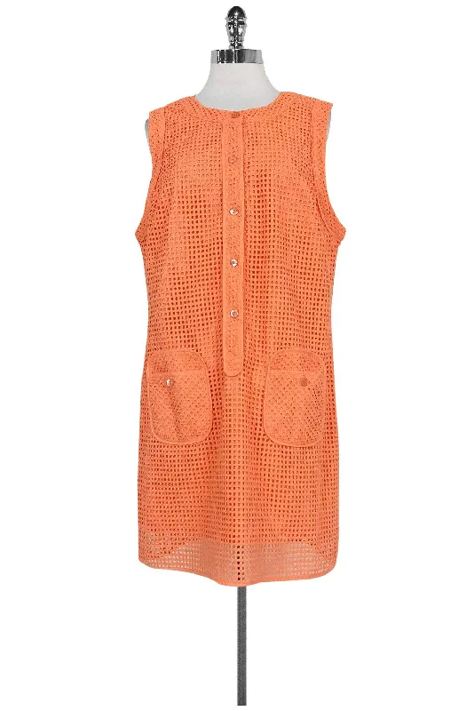 Trina Turk - Sherbet Orange Eyelet Shift Sz 14 Sleeveless unclassified dresses