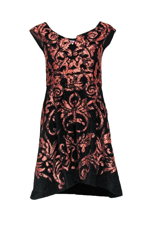 Yoana Baraschi - Black & Orange Paisley A-Line Dress Sz 0 Sleeveless unclassified dresses