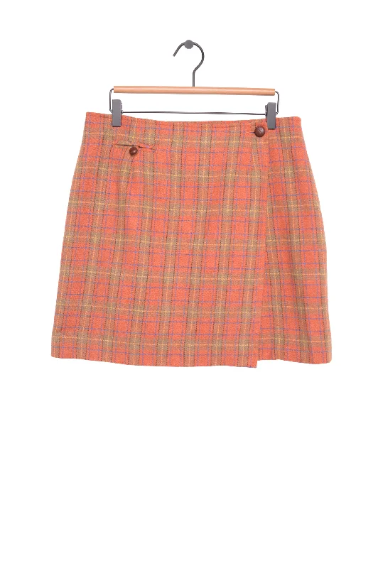 1990s Plaid Wool Mini Skirt Bodycon Mini Skirt