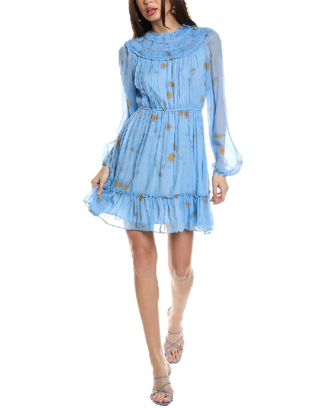 Jason Wu Ruched Silk Mini Dress Ripped Denim Skirt