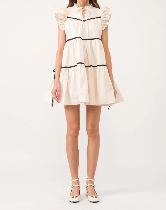 Lena Sleeveless Mini Dress In Cream Summer Skater Skirt