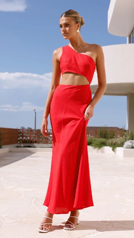 Abia Maxi Dress - Red Layered Maxi Skirt