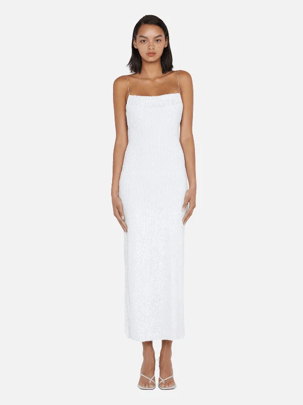 Aaliyah Sequin Maxi Dress - White Maxi Skirt Set