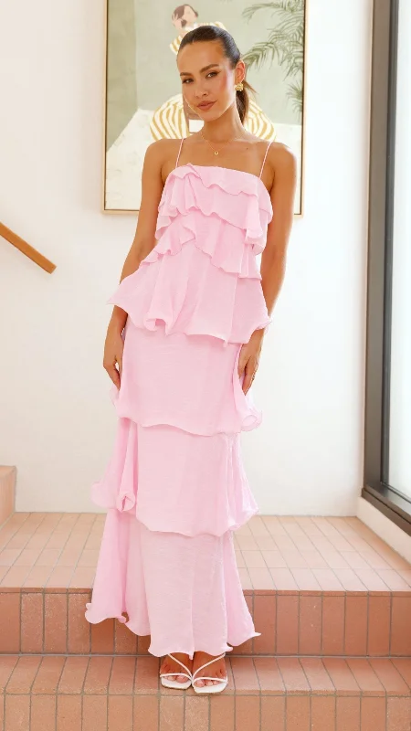 Brookie Maxi Dress - Pink Long Boho Skirt