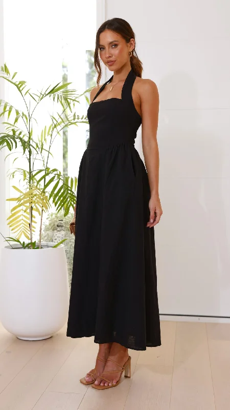 Caden Maxi Dress - Black Pleated Maxi Skirt