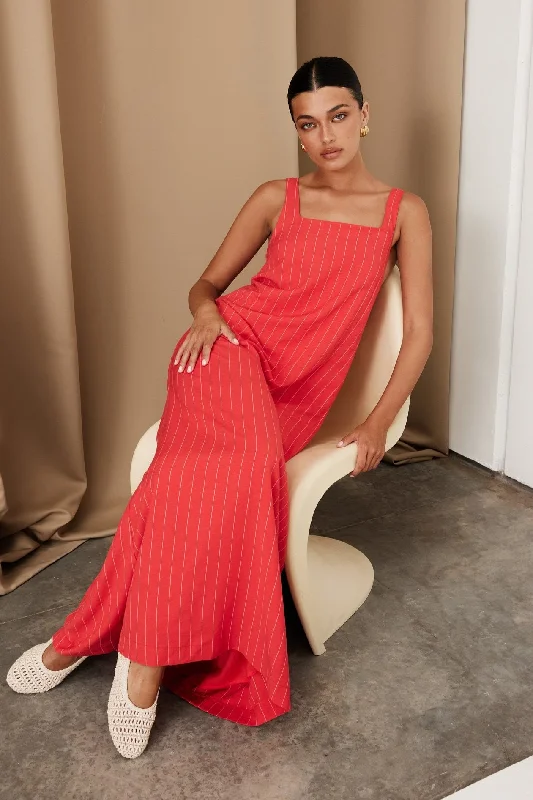 Cannes Maxi Dress (Red) Denim Maxi Skirt