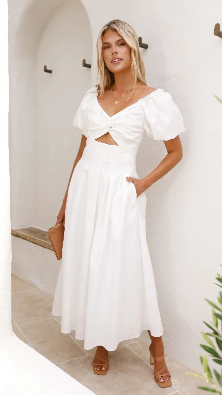 Christina Maxi Dress - White V-neck Maxi Skirt