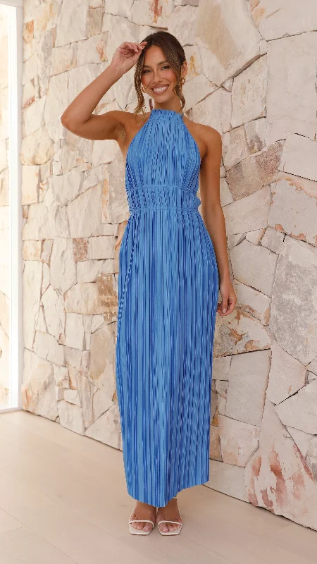 Frances Maxi Dress - Blue Skirt with Slits