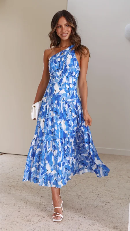 Jayma Maxi Dress - Blue Floral Elegant Long Skirt