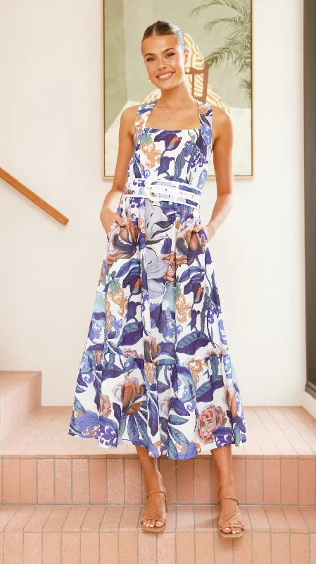 Reba Maxi Dress - Blue Floral Maxi Skirt Style