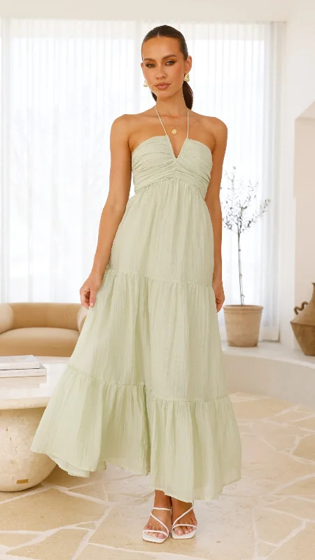 Taffeta Maxi Dress - Sage Sexy Long Skirt