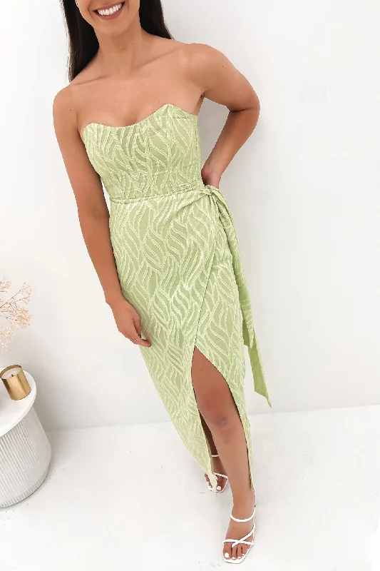 Avia Midi Dress Green Elegant A-line Skirt