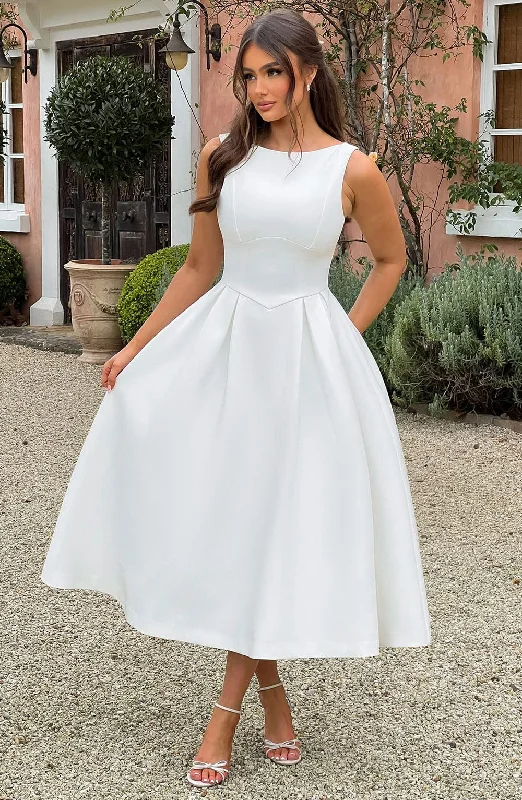 Clarabella Midi Dress - Ivory Maxi Length Midi