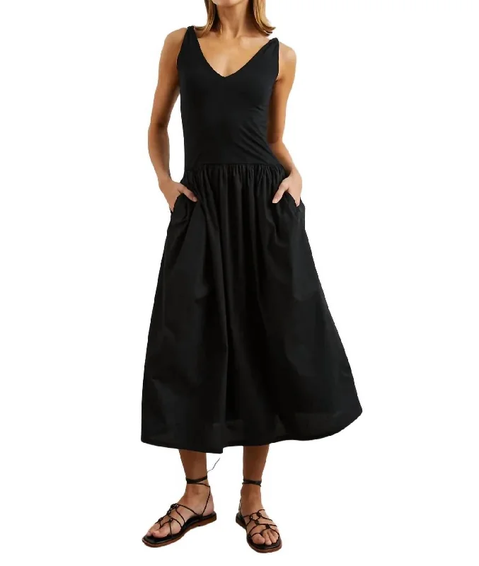 Franca Midi Dress In Black Midi Skirt Dress